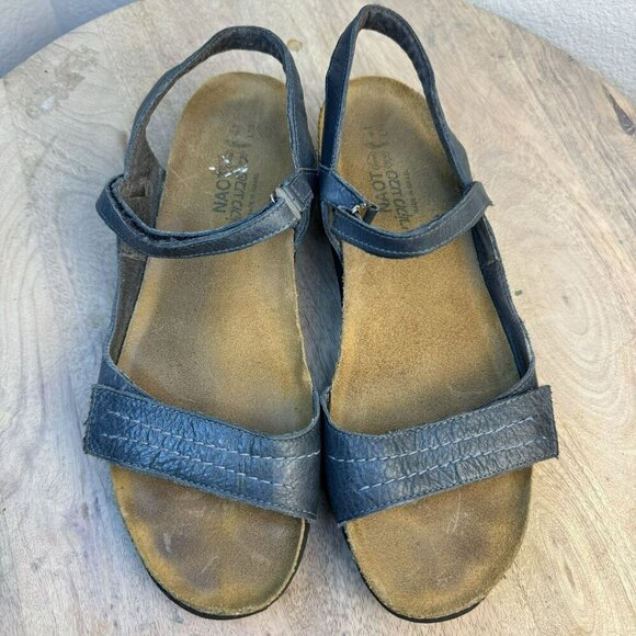 Naot Womens Size 41 10 Blue Leather Sandals with adjustable Straps & Rubber Sole - Picture 3 of 10